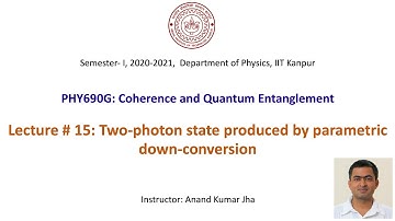 Coherence and Quantum Entanglement: Lecture # 15 (Two-photon state produced by PDC)