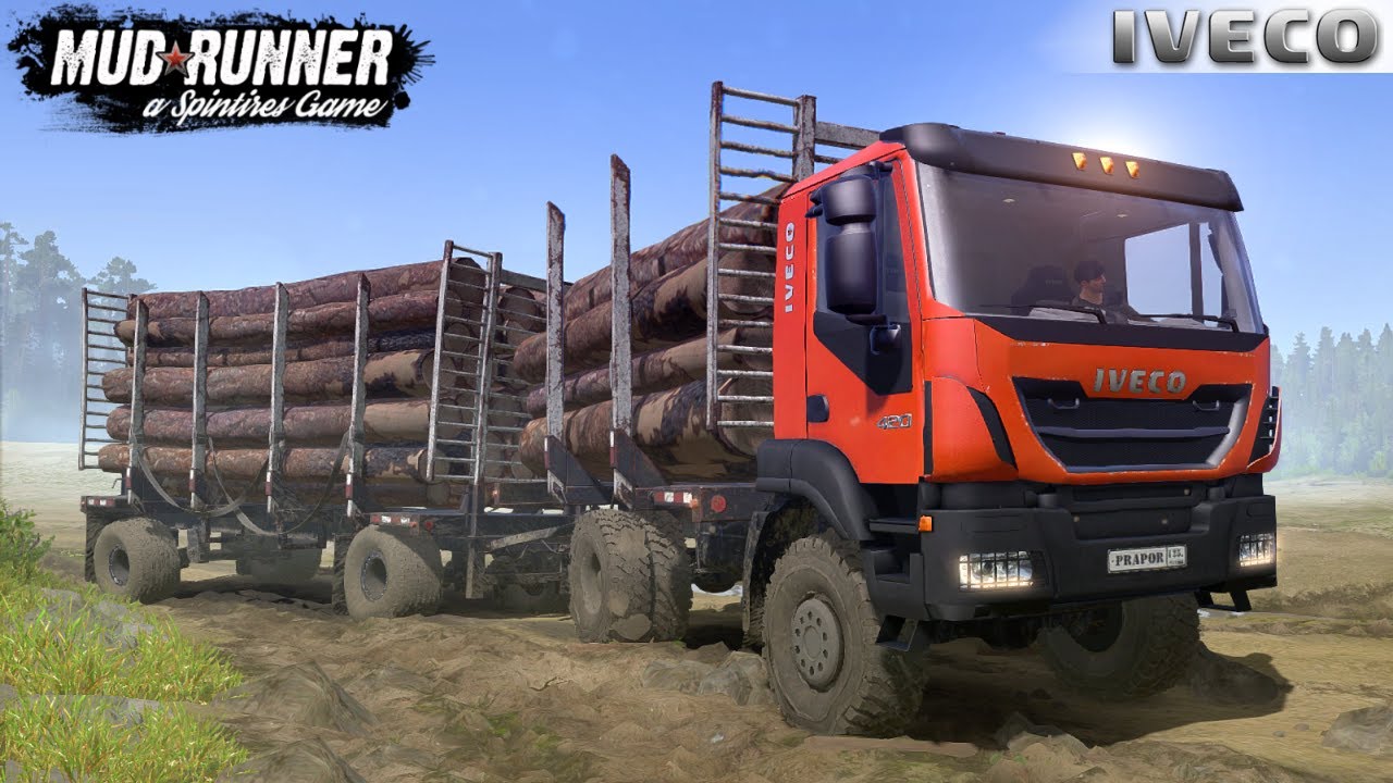 Spintires: MudRunner - IVECO TRAKKER 4X4 Timber Truck Stuck In The Mud