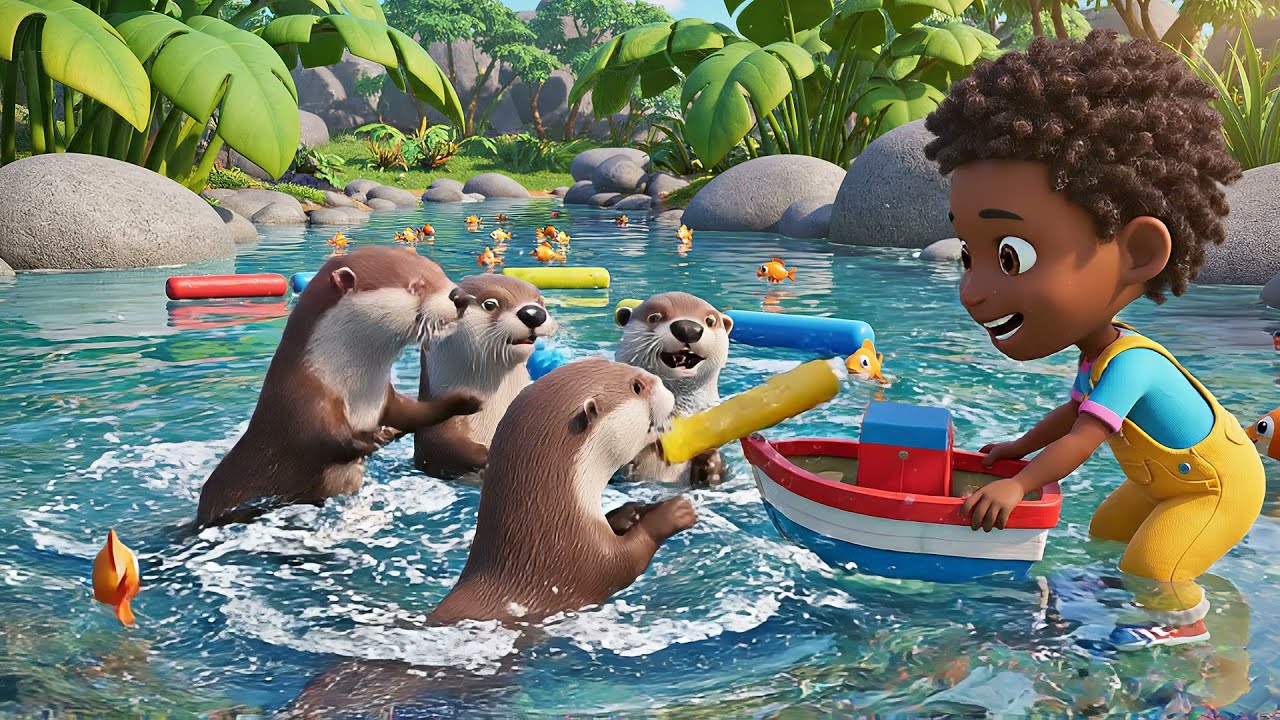 Five Little Otters Slide Slide Slide | Nursery Rhymes for Kids & Baby Songs