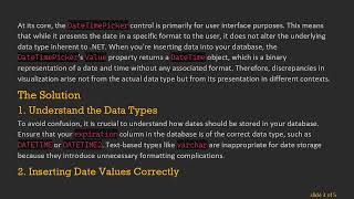 Understanding the DateTimePicker Format Issue in Your MDF Database