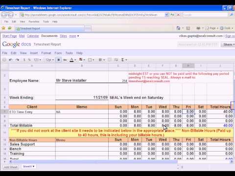 SEAL Micro-Apps : Timesheets via Google Docs
