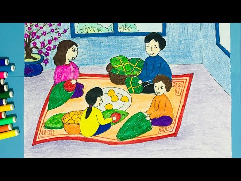 Video Vẽ tranh ngày tết | Vẽ tranh ngày tết và mùa xuân | Vẽ... - youtube