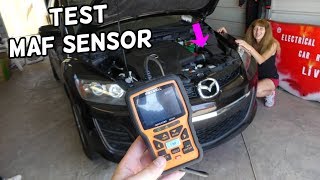HOW TO TEST MASS AIR FLOW SENSOR ON MAZDA CX-7 CX7.  MAF SENSOR TEST