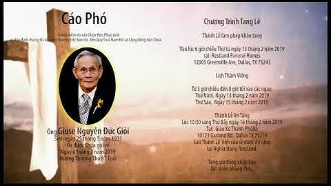 Cáo phó Ông Giuse Nguyễn Đức Giỏi