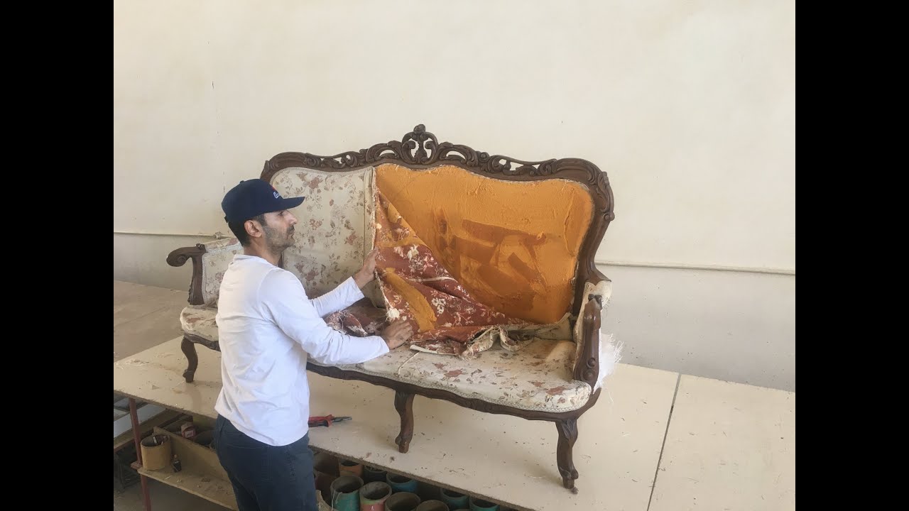 Sofa Makeover: Replacing Fabric & Foam on a Vintage Wood Frame (Start to Finish)