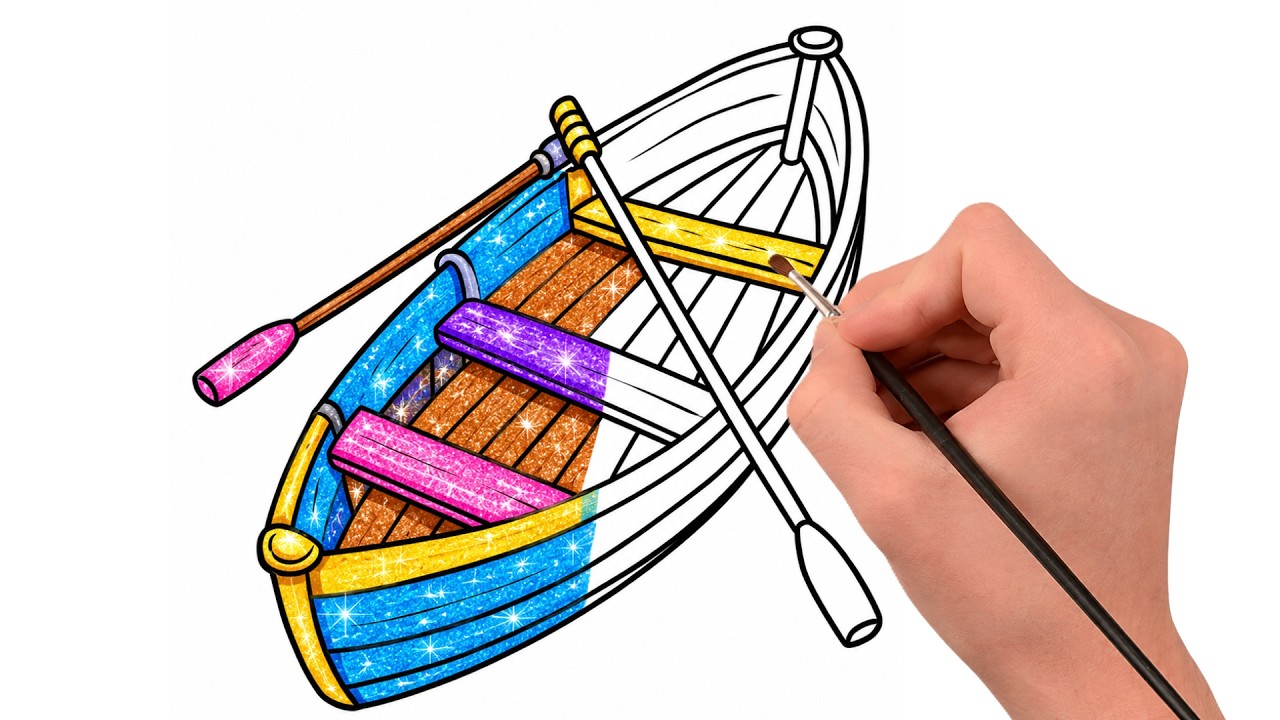Cute Row Boat Coloring Page for Kids | Fun Coloring for Kids | Learn ...