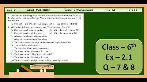 class 6 maths ch 2 ex 2.1 Q 7,8 | Whole Numbers
