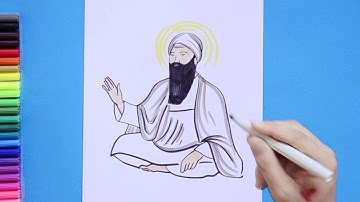 How to draw Guru Arjan Dev Ji - 5th Guru Of Sikhism