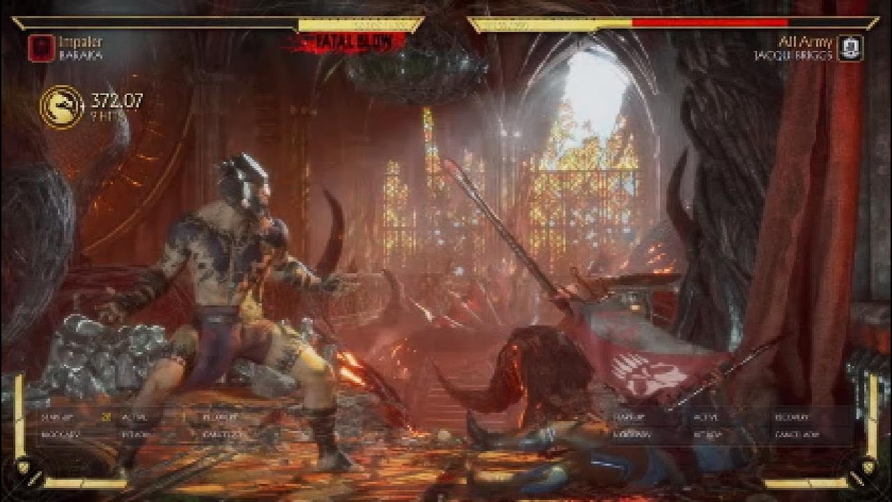 MK11 BARAKA CORNER COMBOS WITH WAR BANNER BASH, STAKED & SPINE BURST