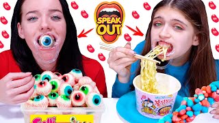 Speak Out Food Challenge By LiLiBu (Gummy Eyeballs, Jelly Belly, Nerds Rope)