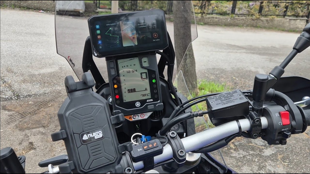 6.25inç Motosiklet Carplay, Android Auto, Dvr inceleme 2. video Tenere700 montajı
