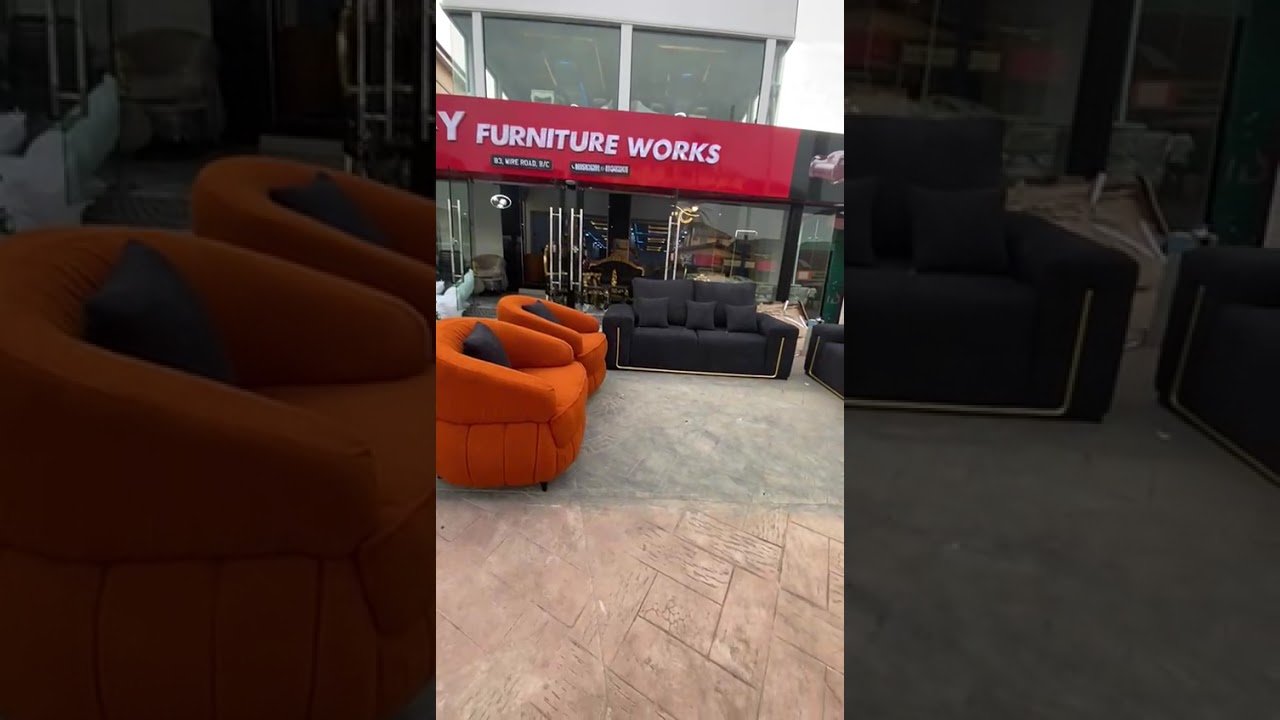 Orange And Black Colour Sofas