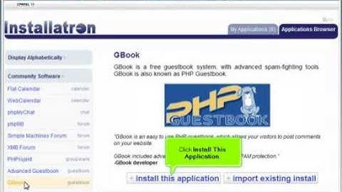 How to install GBook in Installatron