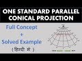 one standard parallel conical projection