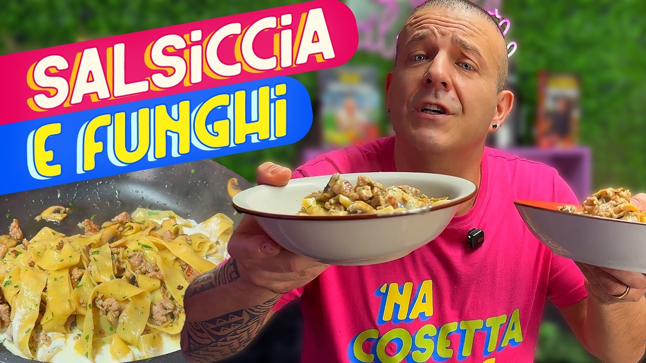 Pappardelle con SALSICCIA e FUNGHI Cremose - Ricetta facile con la pasta fresca