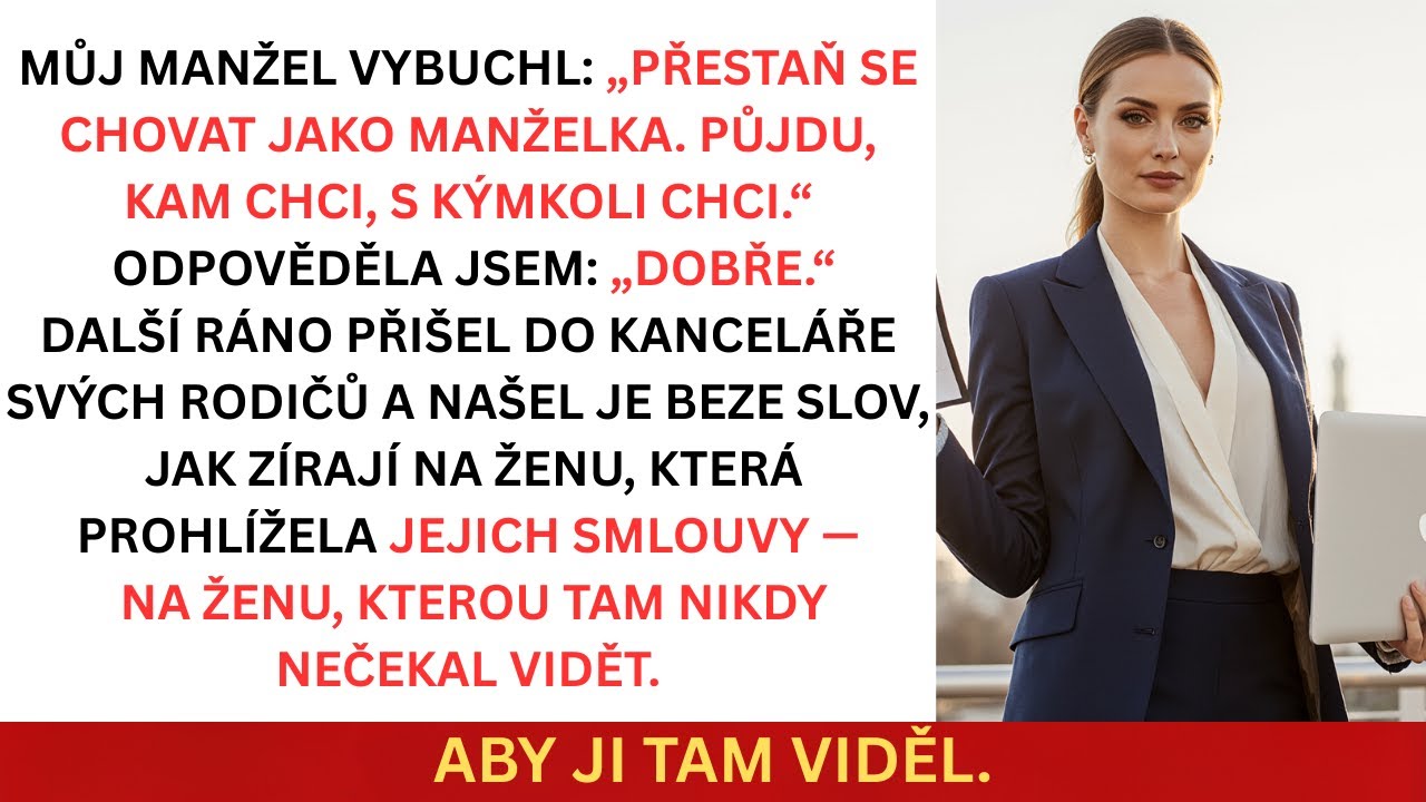 Manžel vyštěkl: „Přestaň si hrát na manželku. Půjdu kam chci a s kým chci.“