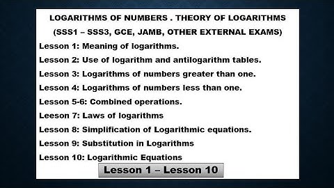 Logarithms|Meaning, Relationship between Indices and Logarithm - Lesson 1of10