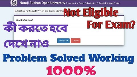 NSOU BDP admit card issue | Not Eligible for exam? | Problem Solved 100% 👍👍👍
