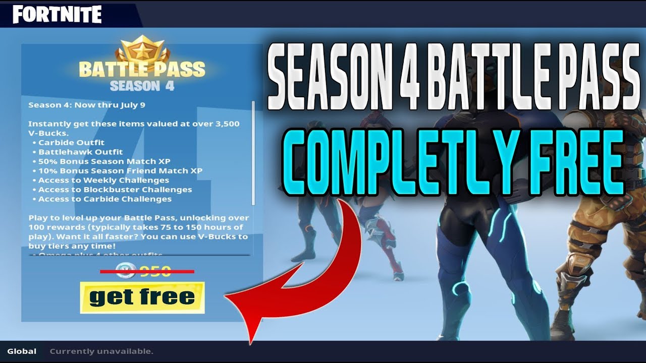 FORTNITE SEASON 4 BATTLE PASS COMPLETELY FREE !! - How to get the ...