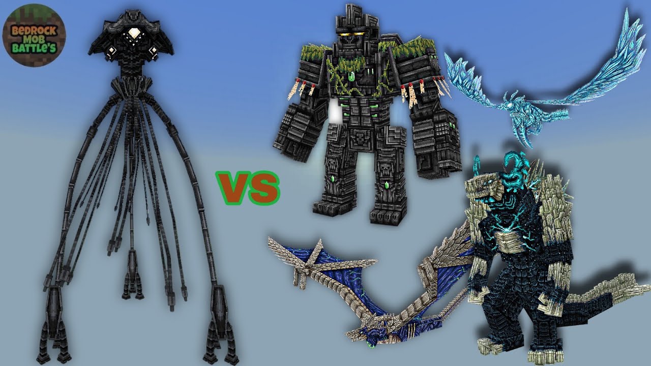 Tripod (Harvester) vs Revamped Kaijucraft Bosses | MCBE