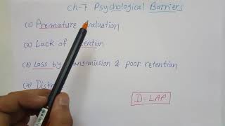 Ch 7 Barriers to communication - Semantic and psychological