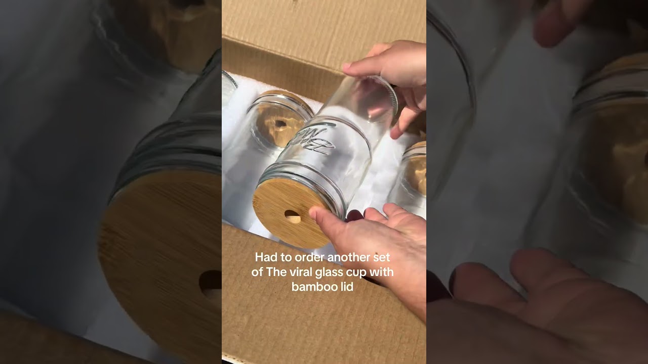 Elegant Glass Cups with Bamboo Lids & Straws – Perfect for Summer Sips!