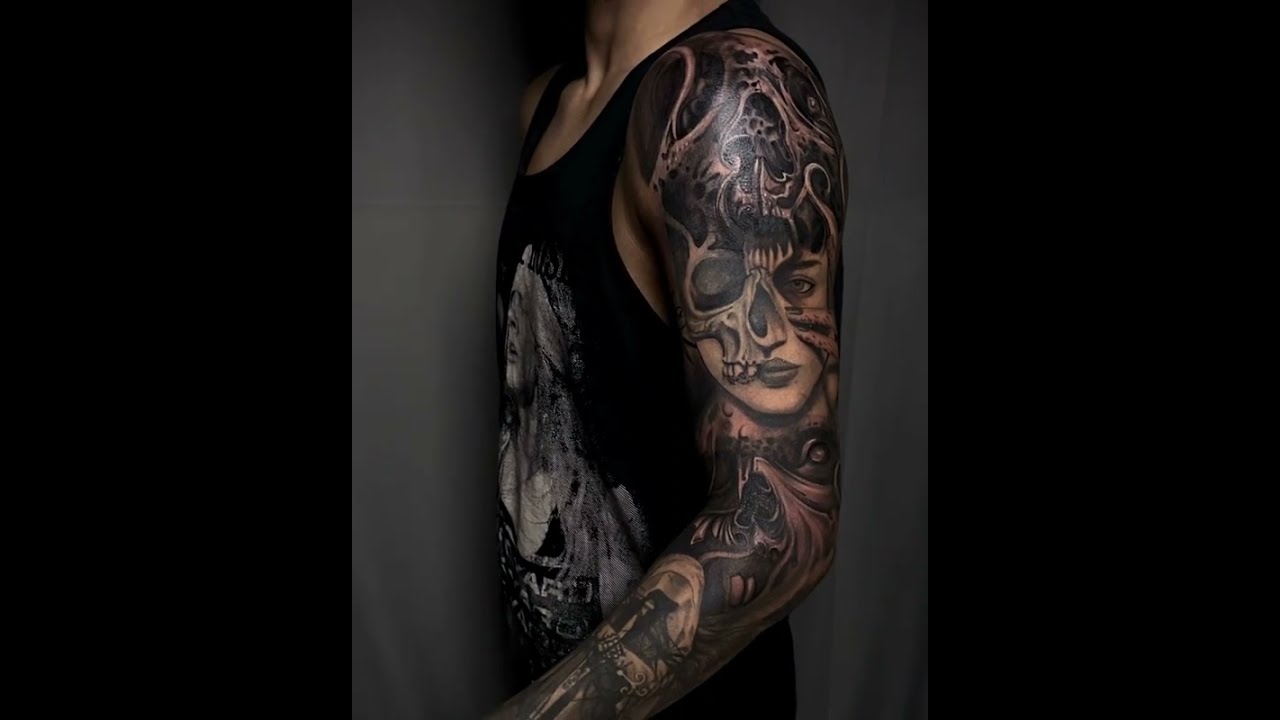 Dark Ink Japanese Sleeve Tattoo