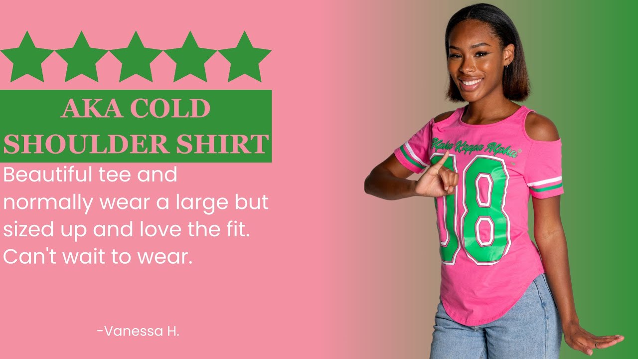 Alpha Kappa Alpha Cold Shoulder T Shirt | Alpha Kappa Alpha Paraphernalia at Betty's Promos Plus
