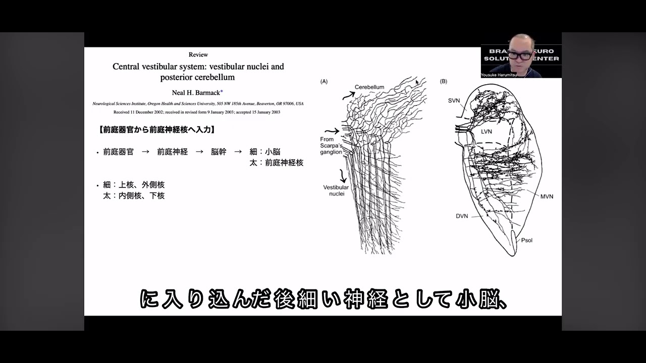前庭神経核について詳しく【脳機能や自律神経系に関するオンライン講座の切り抜き】視覚と前庭覚と頸部固有受容覚が統合する場所 - YouTube