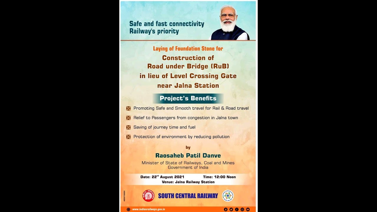 Shri Raosaheb Patil Danve, Hon'ble Minister of State of Railways lay foundation stone At Jalna