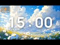15 Minute Classroom Timer for Teachers | Calming Music & Quiet Relax | No Loud Alarm