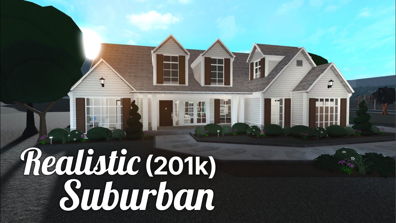 Roblox Bloxburg Realistic Suburban Home 208k Tour Speedbuild 