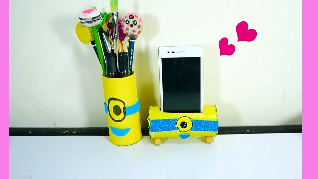 Diy ที่วางโทรศัพท์มินเนี่ยน จากแกนกระดาษทิชชู่ l PHONE HOLDER from