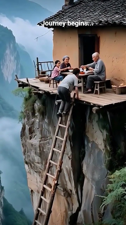 Cliffside Dinner: The World's Most Dangerous Meal! #ExtremeHomes #journeybegins #villagelife
