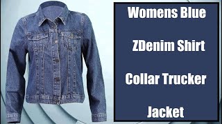 Women's Blue Denim Shirt Collar Trucker 