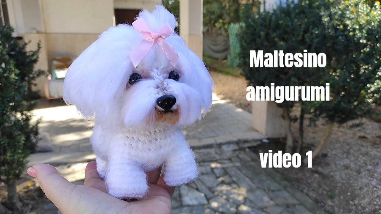 Maltesino all'uncinetto amigurumi, cagnolino peloso