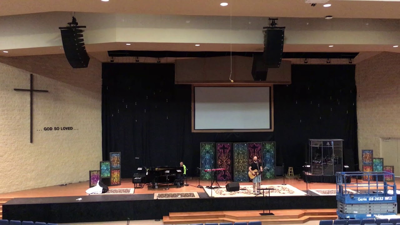 Rigging for Dolby line arrays at Cavalry Bible Church in Neenah