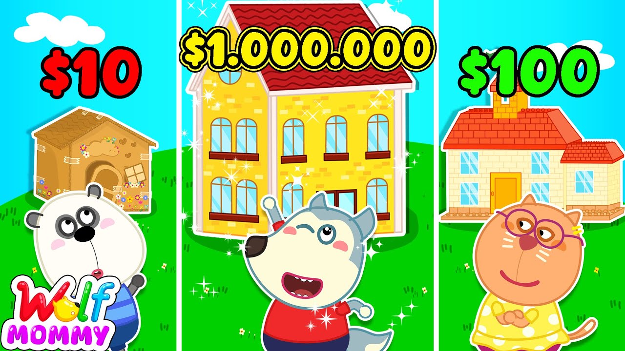 10 vs 100 vs 1,000,000 House Decorating Challenge! 😱 Who Built the Best House? | Mommy Wolf Cartoon