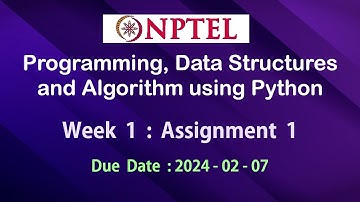 NPTEL Programming, Data Structures and Algorithms using Python Assignment 1 Answers Week 1 Jan-2024