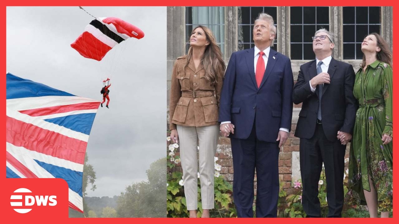 WATCH MOMENT: Red Devils Parachute Display Amazes Trump, Starmer & First Ladies at Chequers | AC1E
