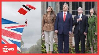 Watch Moment Red Devils Parachute Display Amazes Trump, Starmer & First Ladies At Chequers Ac1E