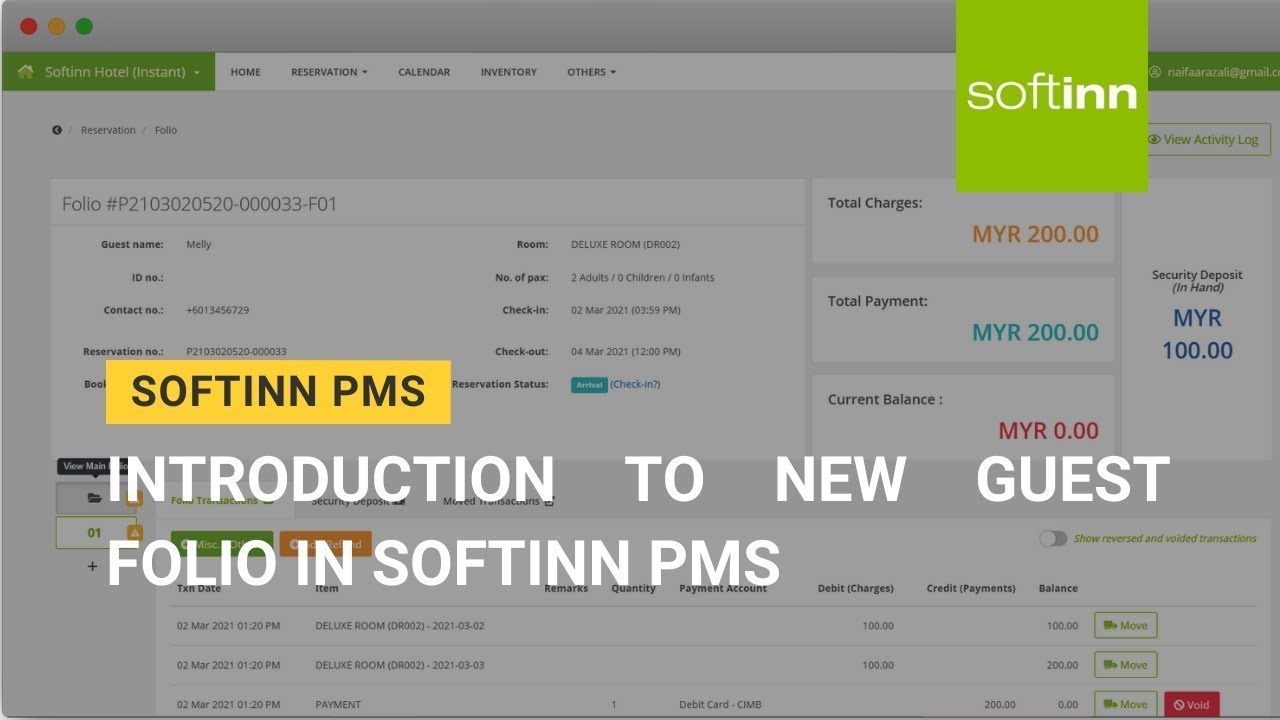[OBSOLETE] Introduction to New Guest Folio in Softinn PMS (Hotel PMS ...