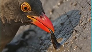 This Oxpecker Bird Clean a Hippo Better Than a Doctor! #wildlife #birds