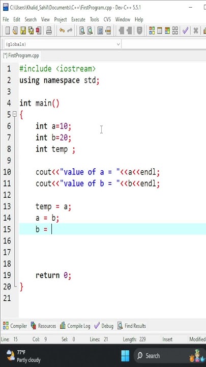 Swap Two Numbers using C++ #C++ #Programming #coding - YouTube
