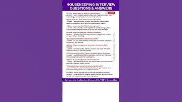 Housekeeping Interview Questions and Answers | Housekeeping Training Video