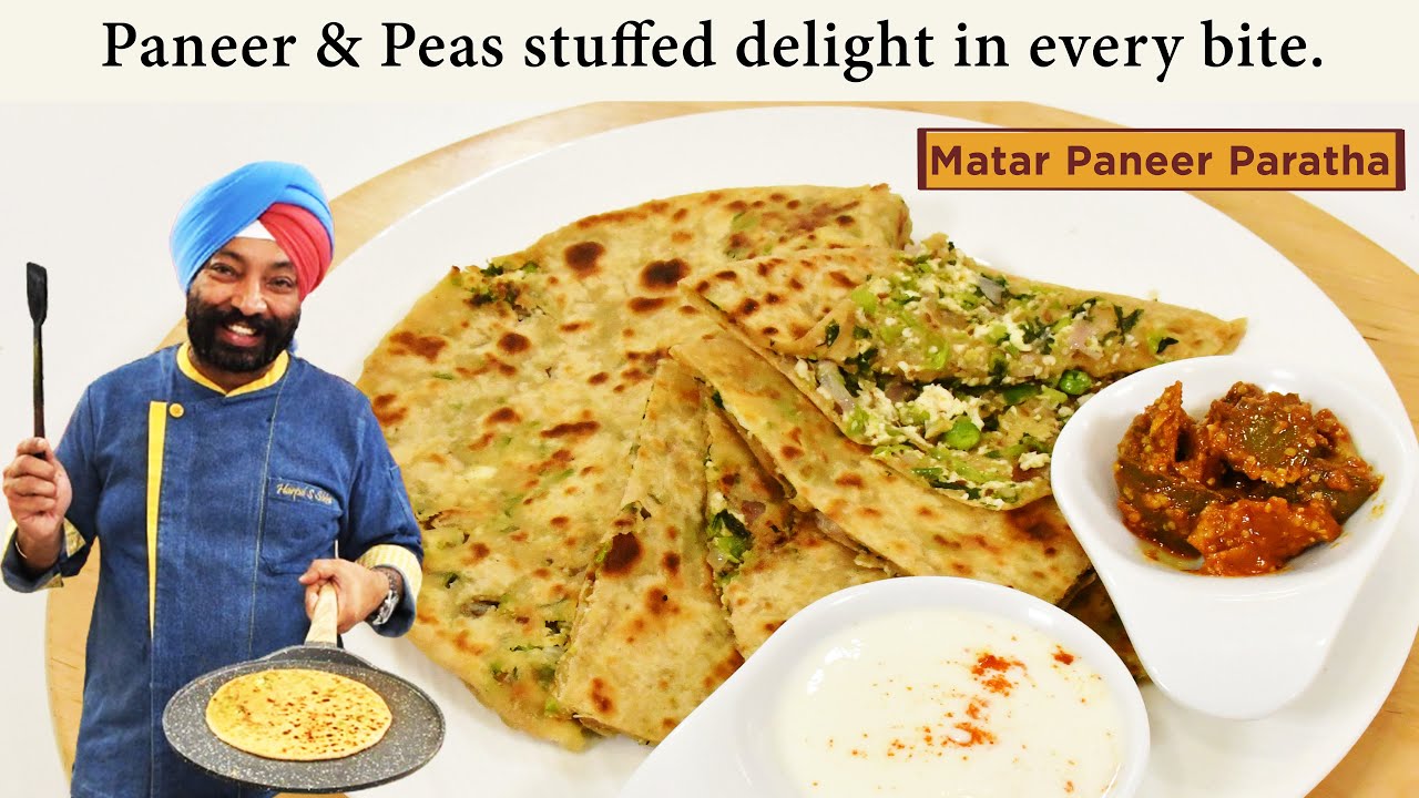 Paneer and green peas paratha