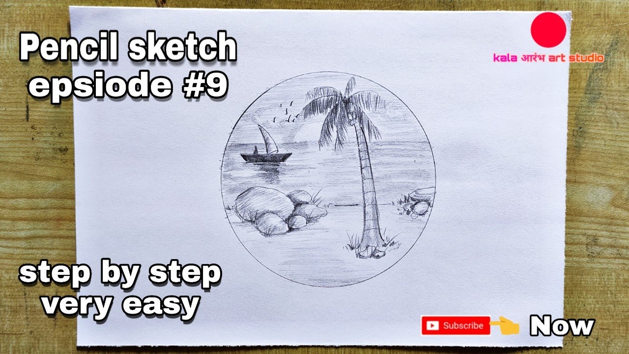Nature Scenery Drawing for BEGINNERS step by step and easy || Pencil
