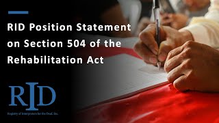 Section 504 RID Position Statement