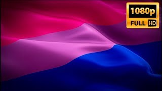Bisexual flag LGBT 1080p HD 1920X1080 footage video waving in wind. Bi Pride Rainbow Pride flag