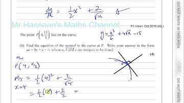 EDEXCEL IAL WMA11 01 P1 new OCT 2019 Q5 Differentiation   Equation of Normal